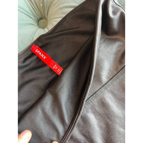 SPANX Faux Leather Leggings Womens Medium M Black - Picture 4 of 6